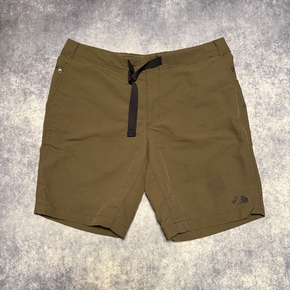 The North Face Mens Green Hiking Shorts Size 40 Nylon Spandex Belted Cargo Trail
